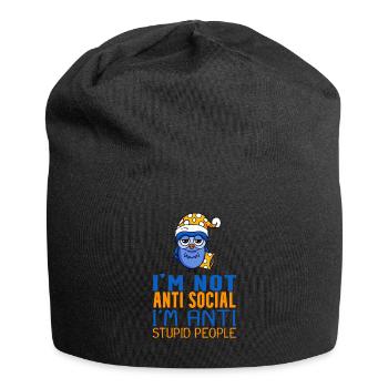 Owl Lazy - Jersey Beanie - black - Front