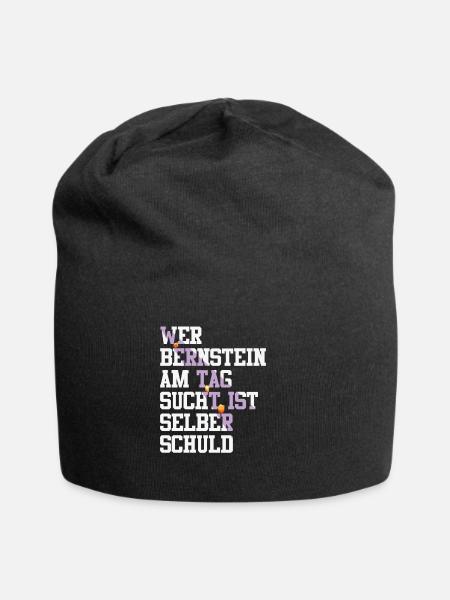 Bernstein Strand Urlaub Lampe Ostsee Geschenkidee - Jersey-Beanie - Schwarz