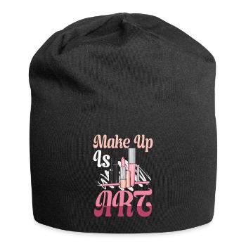 Make Up Is Art Kunst Schminken Kosmetikerin Beruf - Jersey-Beanie - Schwarz - Vorne