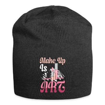 Make Up Is Art Kunst Schminken Kosmetikerin Beruf - Jersey-Beanie - Anthrazit - Vorne
