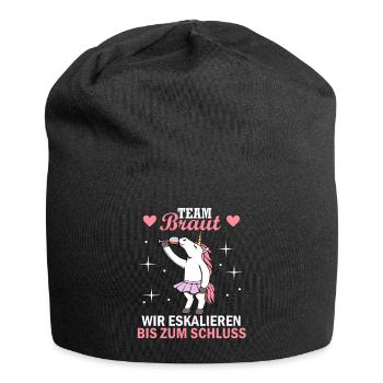 Team Braut JGA Einhorn Hochzeit - Jersey-Beanie - Schwarz - Vorne