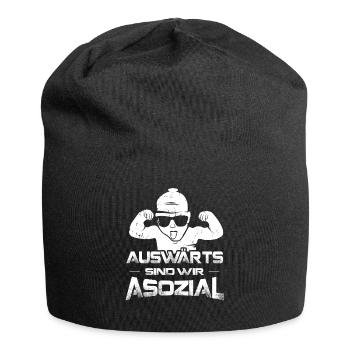 Auswärts sind wir asozial Ultras Fußball Fan Kurve - Jersey-Beanie - Schwarz - Vorne