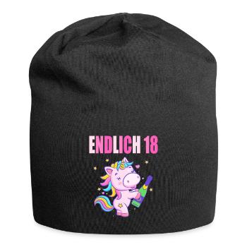 Endlich 18 lustig 18 Jahre Einhorn 18. Geburtstag - Jersey-Beanie - Schwarz - Vorne