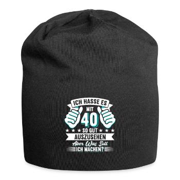 40. Geburtstag - Jersey-Beanie - Schwarz - Vorne
