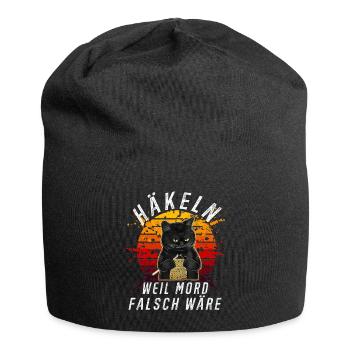 Häkeln Stricken nähen Handarbeit - Jersey-Beanie - Schwarz - Vorne