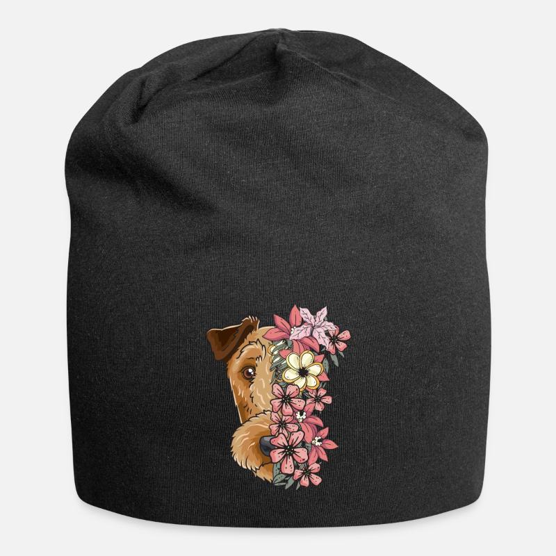 Irish Terrier mit Blumen - Jersey-Beanie - Schwarz