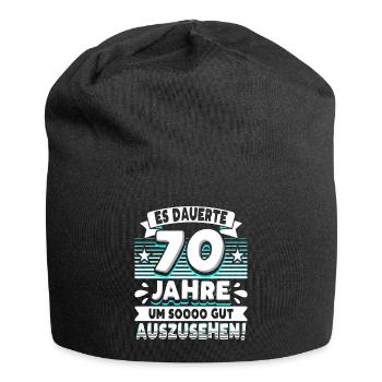 70 Geburtstag - Jersey-Beanie - Schwarz - Vorne