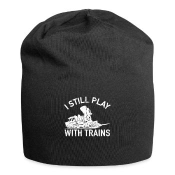 I Still Play With Trains Railway Train Locomotive - Jersey Beanie - black - Front