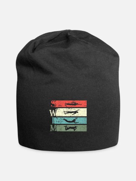 Retro Vintage Schwimmen Schwimmer Schwimmen - Jersey-Beanie - Schwarz