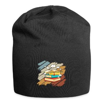 Buch Lesen Literatur Geschenk Bücher Bücherei - Jersey-Beanie - Schwarz - Vorne