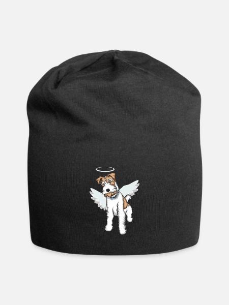 Fox Terrier Wirehaired Angel | Fox Terrier T-Shirt - Jersey Beanie - black