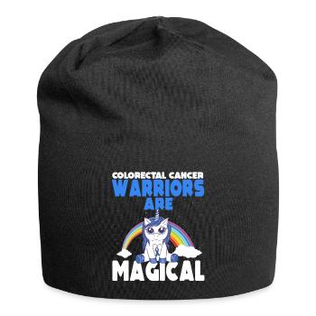Colon Cancer Awareness Blue Ribbon Unicorn - Jersey Beanie - black - Front