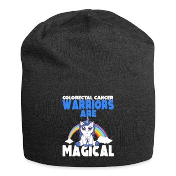 Colon Cancer Awareness Blue Ribbon Unicorn - Jersey Beanie - charcoal grey - Front