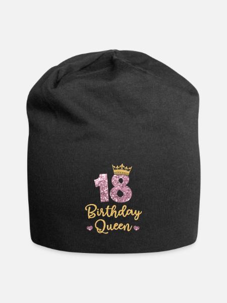 18th Birthday Queen 18 years old Eighteen - Jersey Beanie - black