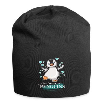 I Just Really Like Penguins - Jersey Beanie - black - Front