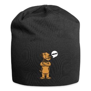 Sturer Airedale Terrier Hund - Jersey-Beanie - Schwarz - Vorne
