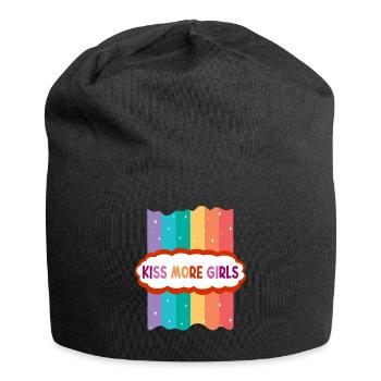 Kiss More Girls LGBT Flagge Stolz Regenbogen - Jersey-Beanie - Schwarz - Vorne