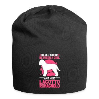 Girl with Lagotto Romagnolo Truffle Dog - Jersey Beanie - black - Front