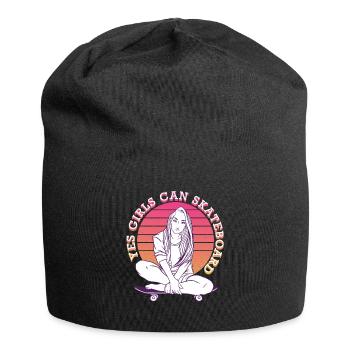 Skater Girl Design Yes Girls can Skateboard - Jersey-Beanie - Schwarz - Vorne