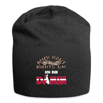 Lustiger Spruch Mich haut nichts um ich bin Dänin - Jersey-Beanie - Schwarz - Vorne