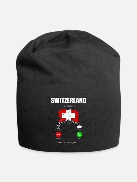Schweiz - Jersey-Beanie - Schwarz