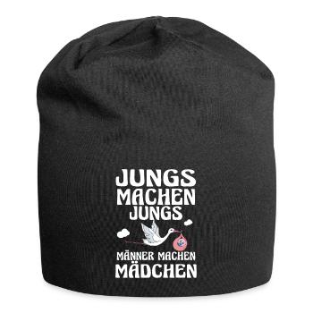 Jungs machen Jungs Männer machen Mädchen Storch - Jersey-Beanie - Schwarz - Vorne