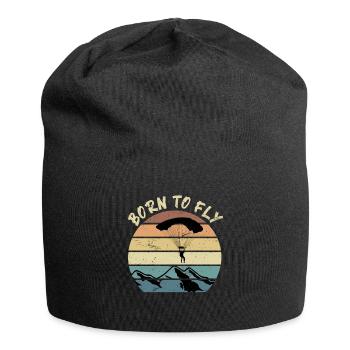 Skydiver Saying Born to Fly Parachutist - Jersey Beanie - black - Front