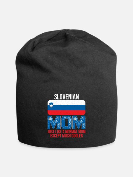 Slovenian Mom Slowenien Flagge Muttertag - Jersey-Beanie - Schwarz