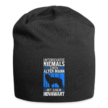 Alter Mann mit Hovawart Bauernhund Spruch - Jersey-Beanie - Schwarz - Vorne