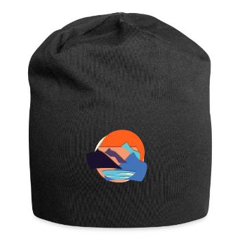 Abstrakt - Jersey-Beanie - Schwarz - Vorne