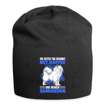 Samojede und Kaffee Schlittenhund Samojeden - Jersey-Beanie - Schwarz - Vorne
