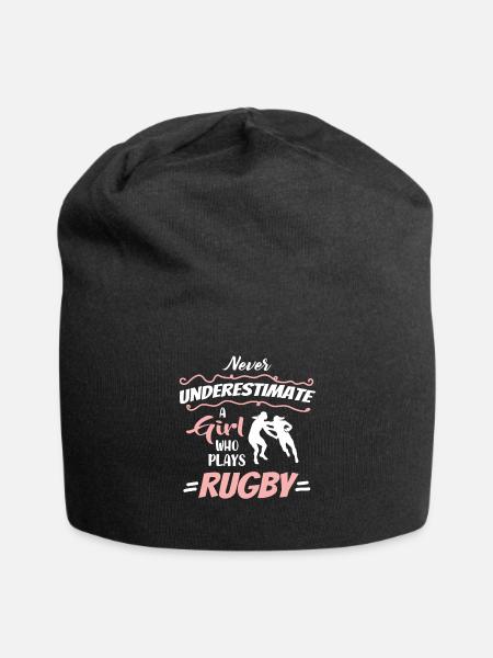 Never Underestimate A Rugby Girl Player - Jersey Beanie - black