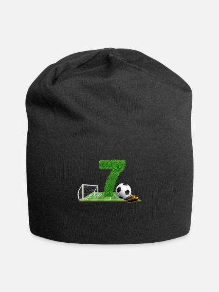 7. Geburtstag 7 Jahre Fußball Fußballspieler - Jersey-Beanie - Schwarz