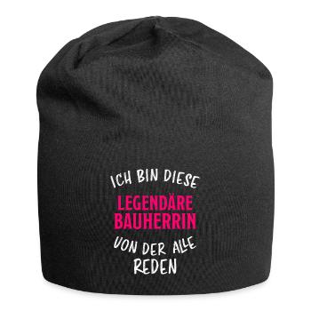 Bauherrin Geschenk Lustiger Spruch Hausbau Bauherr - Jersey-Beanie - Schwarz - Vorne