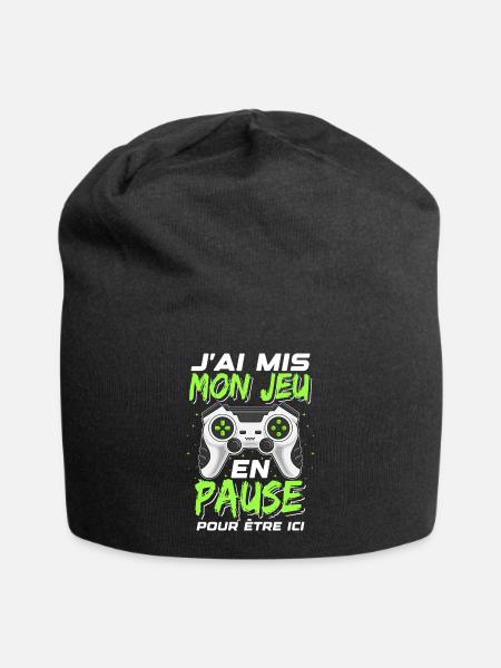 Jeu En Pause Humour Geek Idée Cadeau Gamer Ado - Bonnet en jersey - noir