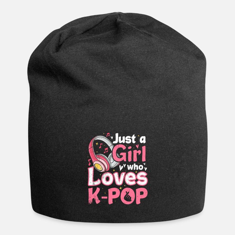 K-Pop - Jersey-Beanie - Schwarz