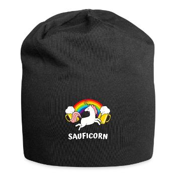 Sauficorn Lustiges Bier Einhorn Party Fun - Jersey-Beanie - Schwarz - Vorne
