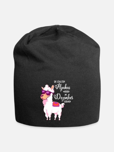 Die coolsten Alpakas werden im Dezember geboren - Jersey-Beanie - Schwarz
