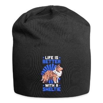 Life is better with Shetland Sheepdog Sheltie - Jersey Beanie - black - Front