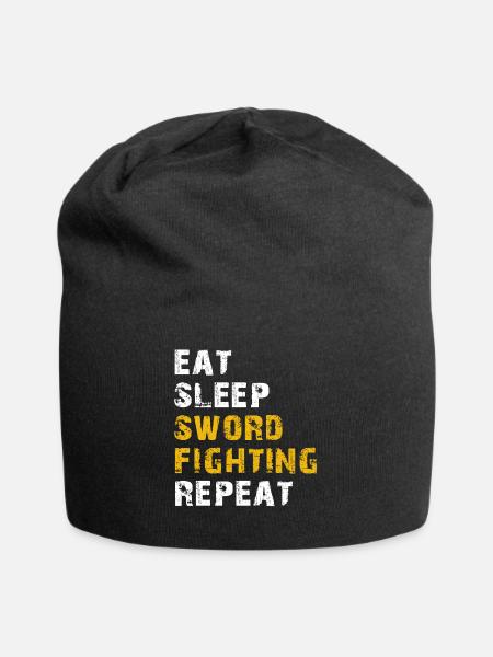 schlaf essen Schwertkampf - Jersey-Beanie - Schwarz