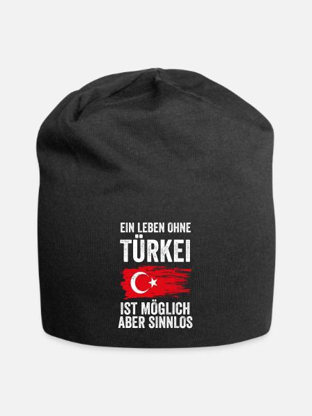 Türkei Urlaub Türkin Türkisch Türkische Flagge Tür - Jersey-Beanie - Schwarz
