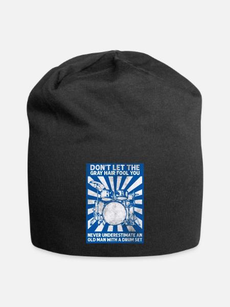 Drums Drum Sticks Drummer Grandpa - Jersey Beanie - black