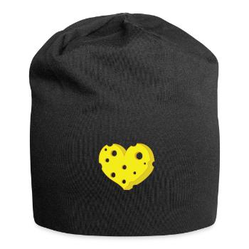 Piece of heart-shaped cheese - Jersey Beanie - black - Front
