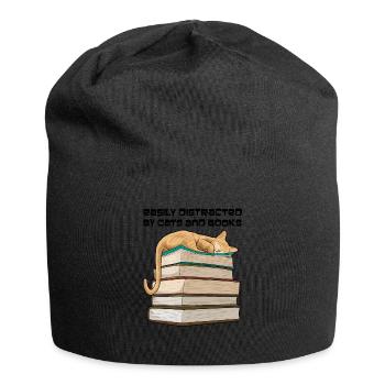 Katzen Bücher Lesen Katzenbesitzer - Jersey-Beanie - Schwarz - Vorne