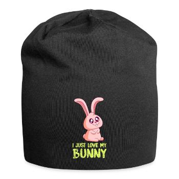 I just love my Kaninchen Hasen Haustier - Jersey-Beanie - Schwarz - Vorne