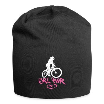 Mountain Bike MTB Mädchen Girl Power grl pwr Biker - Jersey-Beanie - Schwarz - Vorne