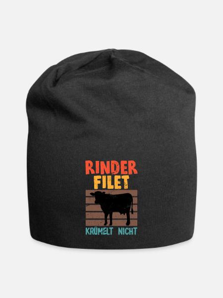 Fleisch Fleischliebe Grillfleisch Steak Spruch - Jersey-Beanie - Schwarz