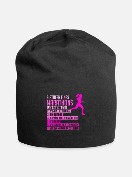 Lustiger Marathon Spruch Läuferin Frauen Geschenk - Jersey-Beanie - Schwarz