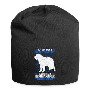 Mein Bernhardiner liebt mich Schweizer Hund Spruch - Jersey-Beanie - Schwarz - Vorne