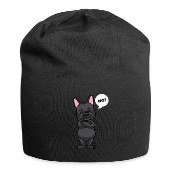 Stubborn French Bulldog Dog Funny - Jersey Beanie - black - Front